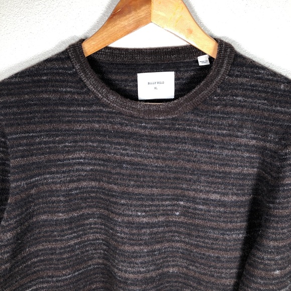 SOLD - Billy Reid Blurred Striped Wool Crew Sweater XL - Picture 7 of 10